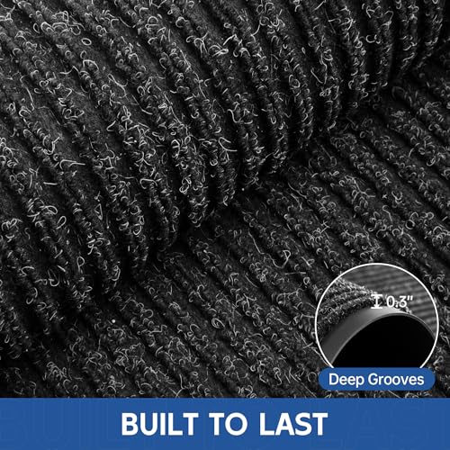 Naturei Front Door Mat, 3' x 4' Heavy Duty Indoor Outdoor Door Mat for Entryway, Commercial Door Mats Entrance, Low Profile Welcome Mats Non-Slip, Durable Rubber Backing Entry Mat for Home,Black by Naturei - Used condition - Image 3