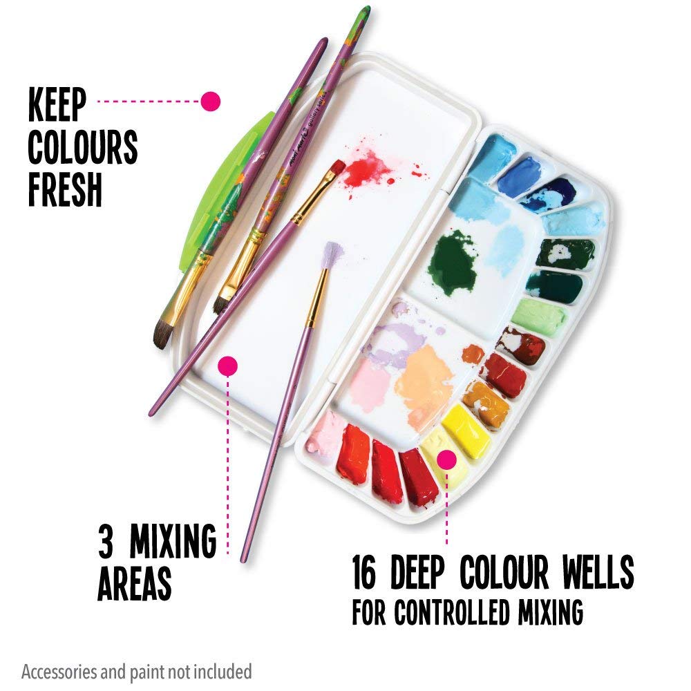 Luftdichte Aquarellpalette – Mit 16 Mulden, 2 Mischbereichen Und Deckel, Faltbar, 21,6x9,9 Cm