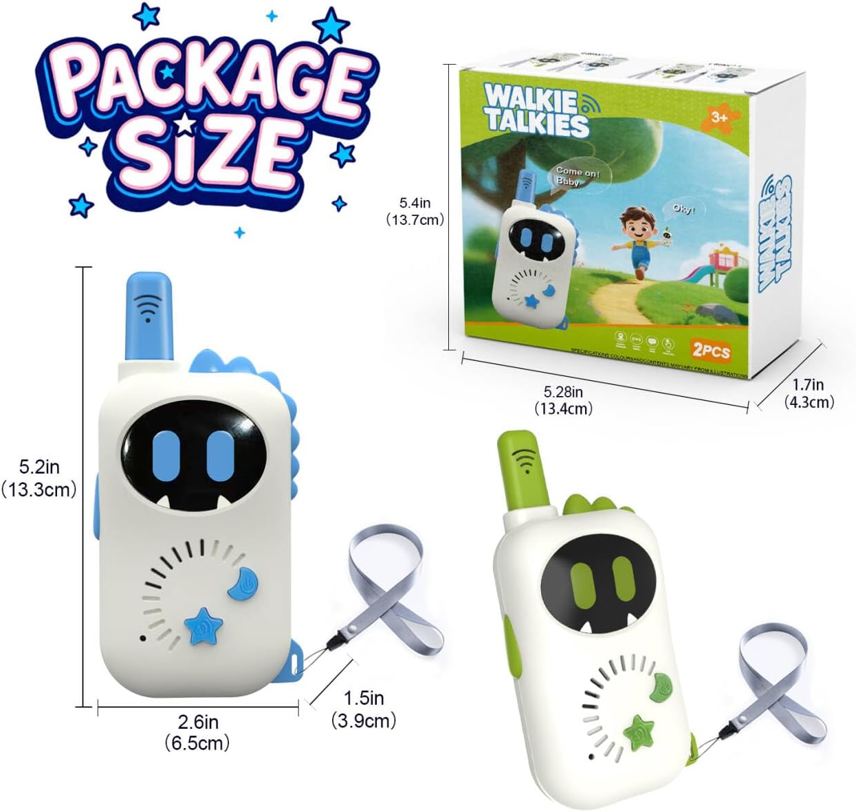 2 Robot Children's walkie-talkies, Cartoon mini Design Exclusive walkie-talkies, Suitable Toys for Boys and Girls for Outdoor Adventures, Camping, Hiking, Christmas, and Birthday Gifts(Green,Blue)