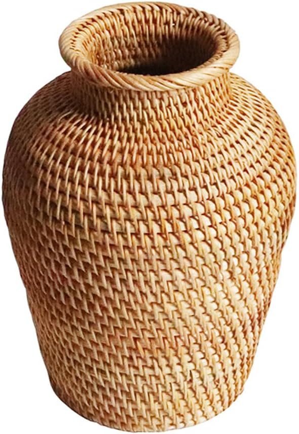 Rattan Flower Vase Rattan Rustic Plant Basket Dried Flower Holder Seagrass Flower Pot for Home Wedding Table Centerpieces Decoration Woven Flower Vase