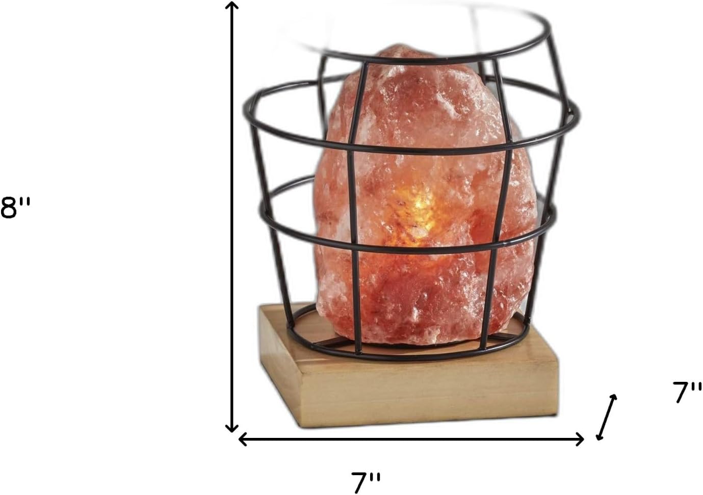 8" Himalayan Salt Accent Lamp with Black Cage Shade