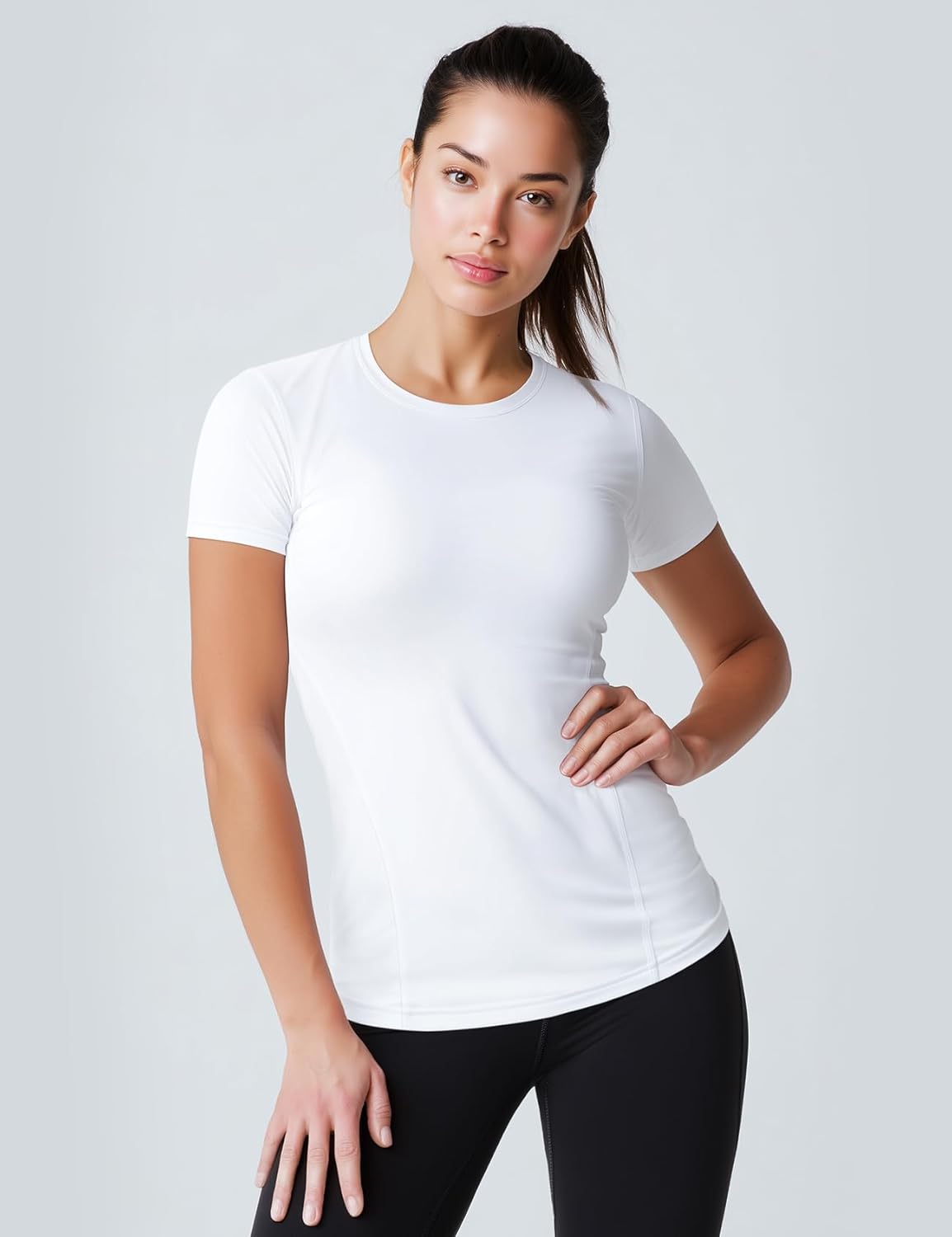 Zengjo Short Sleeve Workout Tops for Women Slim Fitted Athletic T-Shirts Quick Dry Moisture Wicking Gym Yoga Running - Image 3