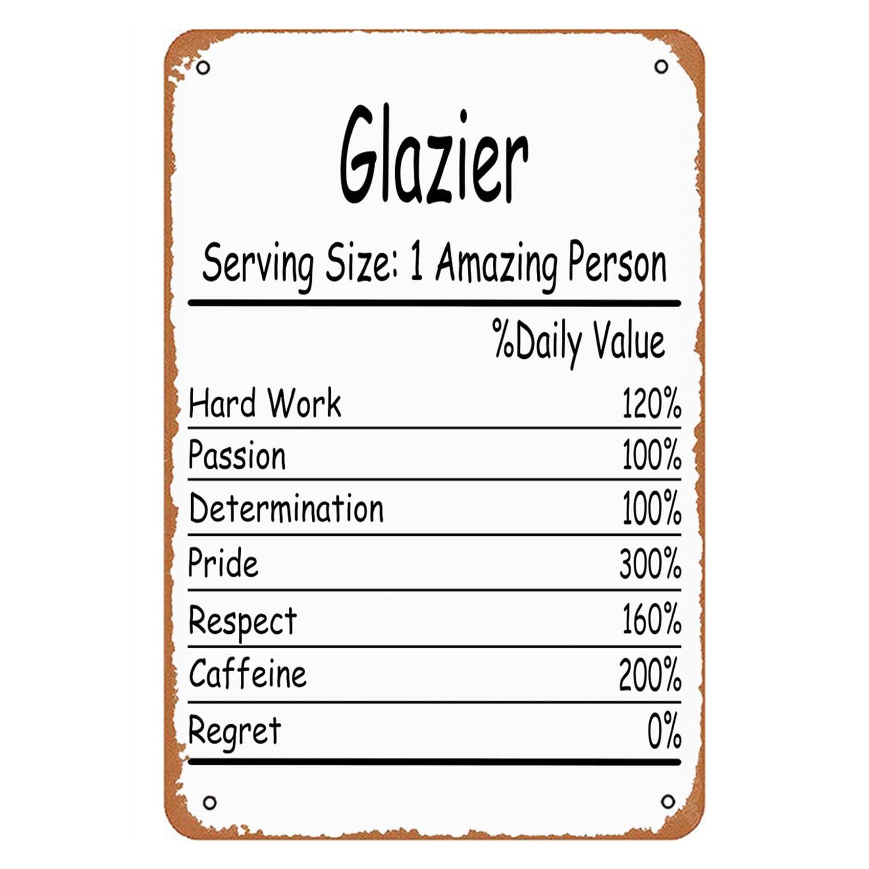 Funny Sign Glazier Sign Wall Decor Art Poster Vintage Metal Tin Sign for Funny Garage Man Cave Room Bathroom Office Pub Dorm Sign Wall Decor Gift 8x12 Inch