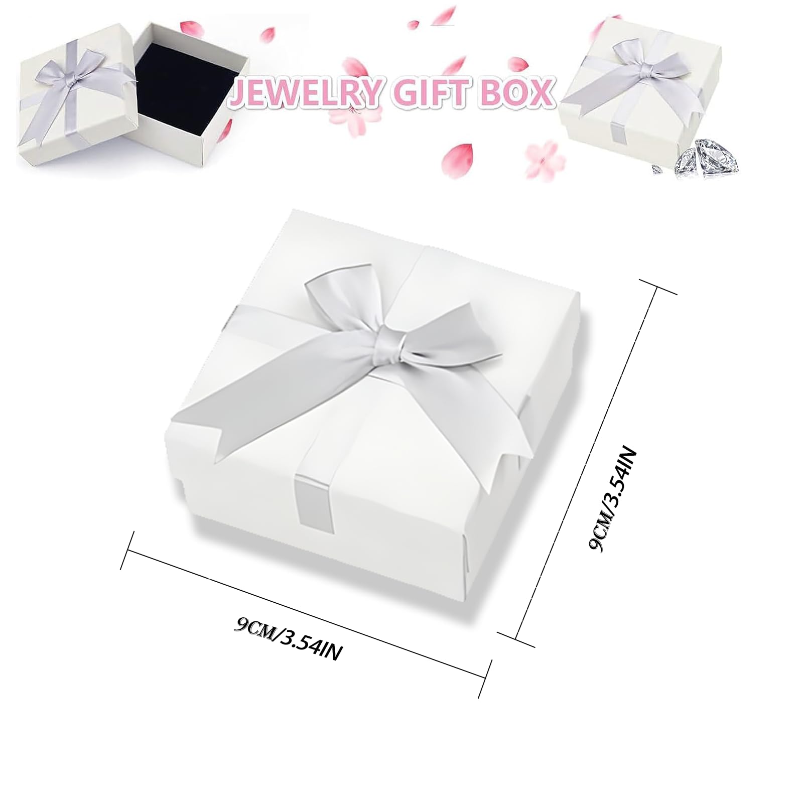 Scatoline Regalo per Gioielli Scatole Regalo Quadrate Con Fiocco e Inserto in Schiuma Scatole Regalo in Cartone con Coperchio per Orecchini Anelli Ciondoli Collane (6 Pezzi