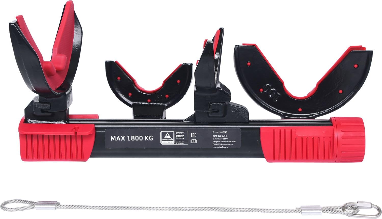 KS TOOLS 500.8625 - Kit de Compresseur de Ressort - Compresseur d’Amortisseur Voiture - 2 Paires de Supports de Ressort Standard - se Fixe dans l’Étau - 6 Pièces Couleur