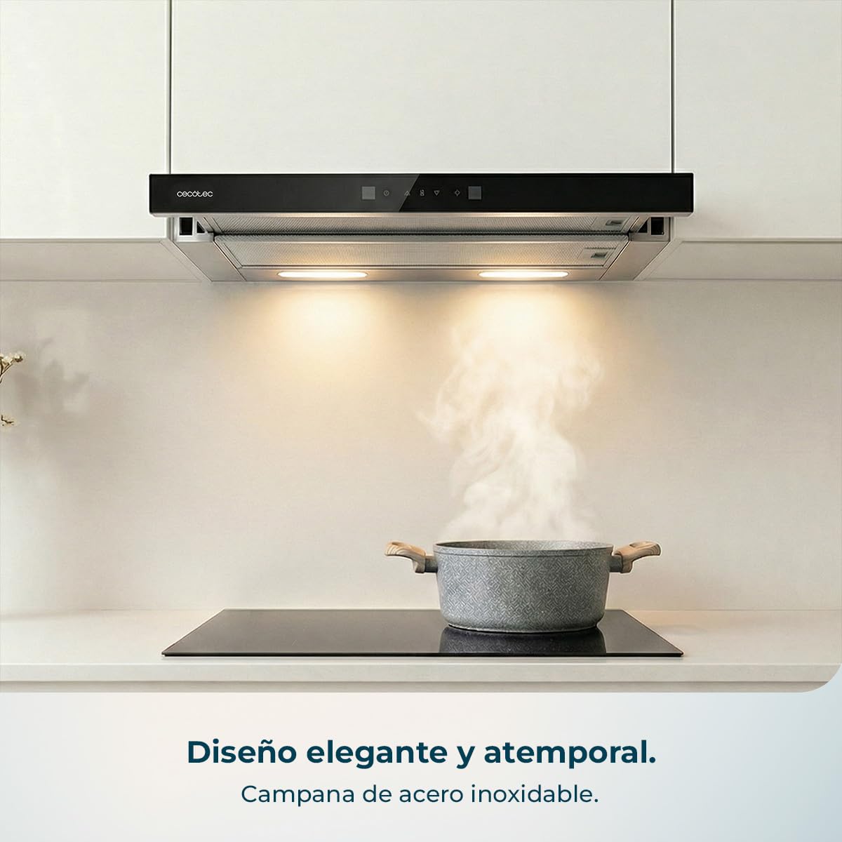 Cecotec Campana Extractora Telescópica Bolero Flux TLT 605501 Glass Black A++. 60cm, 606,4m³/h de succión, Control Táctil Invisible, Control Táctil y Movimiento, Función Booster — view 3