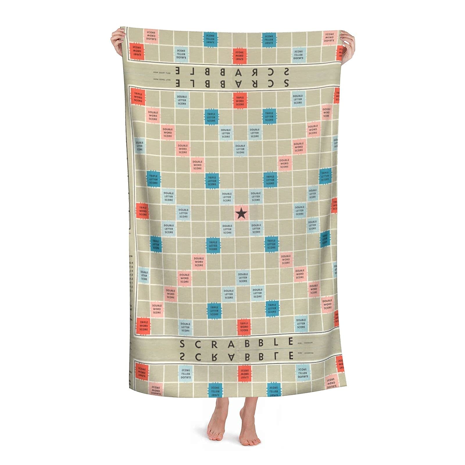 LOUJIN Beach Towel Scrabble Board Print Highly Absorbent Microfiber Blanket Soft Bath Towels 80X130CM