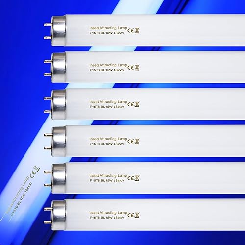 amgolibi 18 pulgadas 15 vatios bombilla negra F15T8BL reemplazo T8 BL lámparas fluorescentes para máquina 30W 350BL 365-nm luz azul 6 unidades