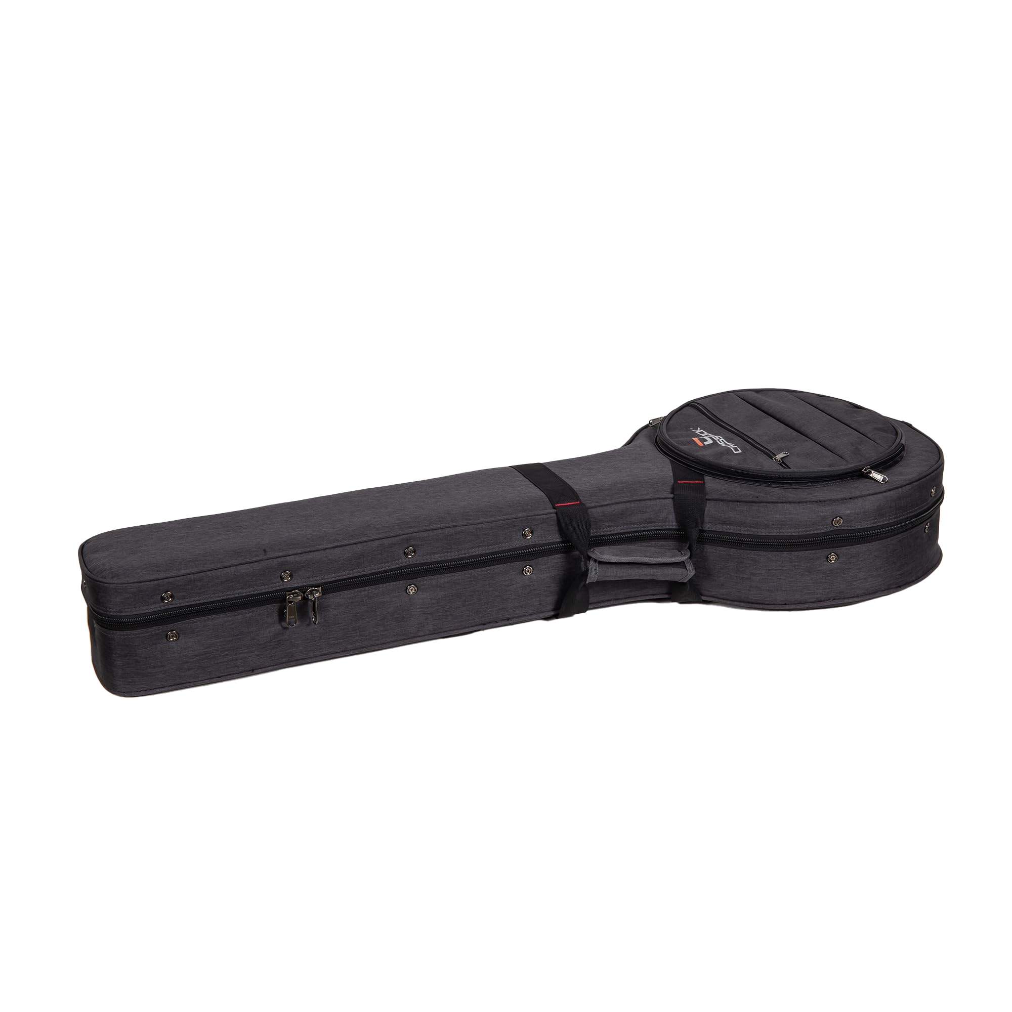 Crossrock Housse Mousse Légère pour Banjo 5 Cordes Résonateur & Ténor | Coque Oxford Dark Grey, Bretelles Sac à Dos, Compartiment de Rangement – Étui Souple EPS