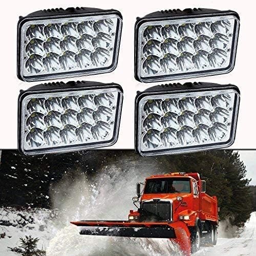 (4pcs) Dot Approved 4x6 inch LED Headlights Rectangular Replacement H4651 H4652 H4656 H4666 H6545 for Peterbil Kenworth Freightinger Probe Oldsmobile Cutlass
