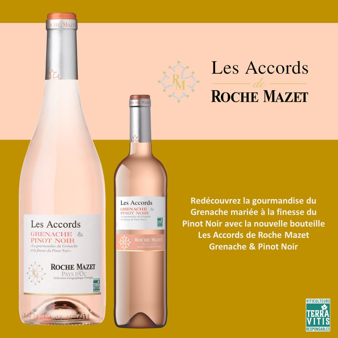 Les Accords de Roche Mazet - Garnacha Pinot Noir - IGP Pays d'Oc - Vino Rosado - Terra Vitis - 6 botellas x 75 cl