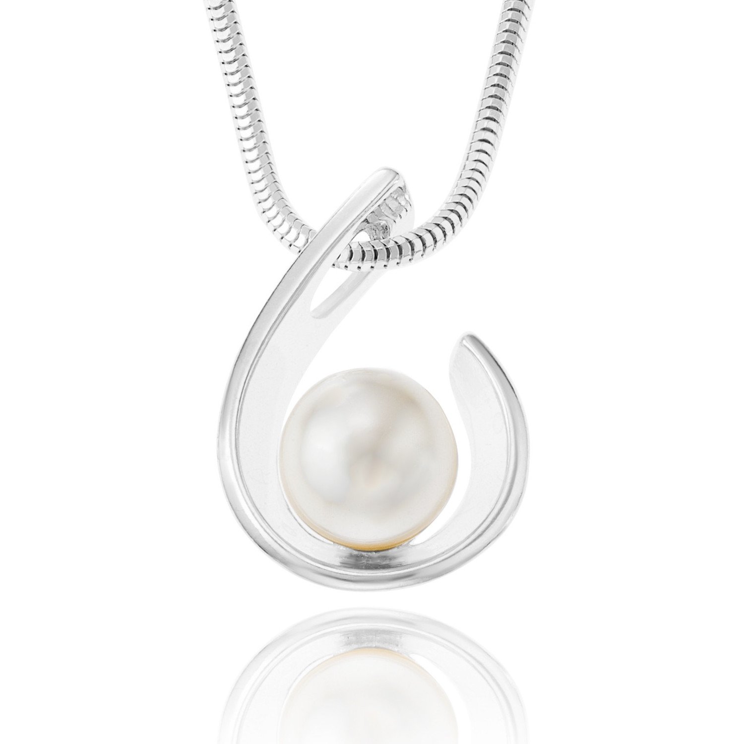 Collar Fino De Plata 925 Con Colgante De Perla De Cristal Para Mujeres