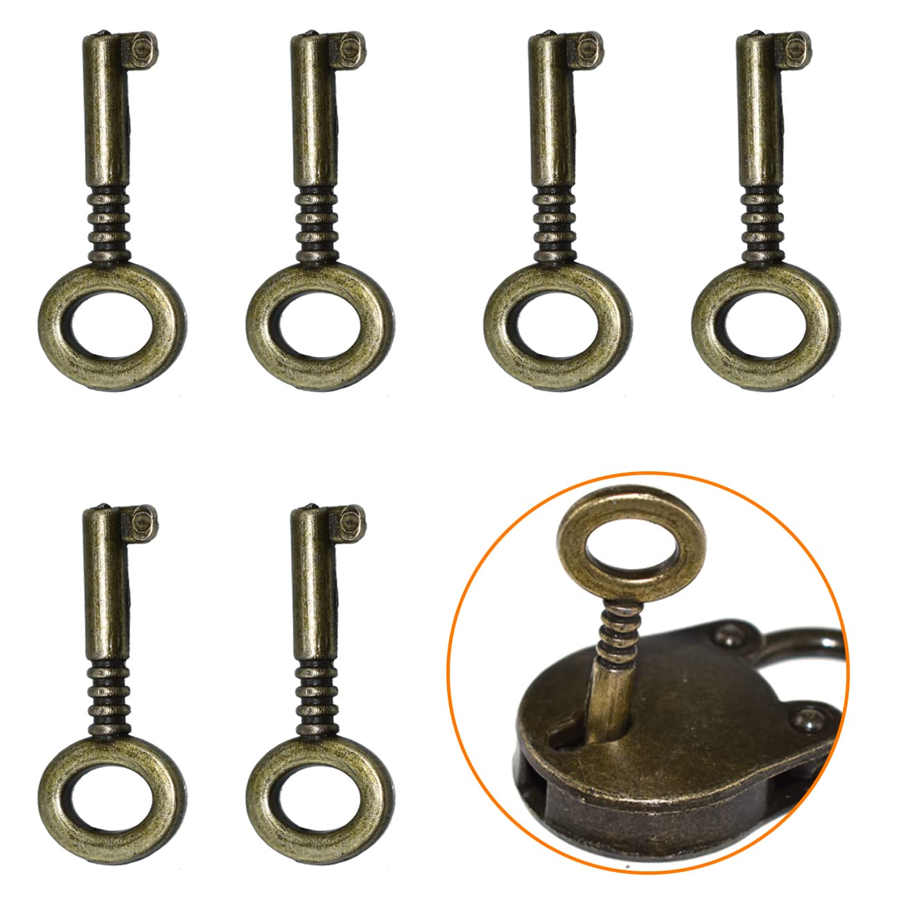 SDTC Tech6pcs Mini Antique Keys for Retro Vintage Style Bear Head Shape Padlock Lock (Bronze)