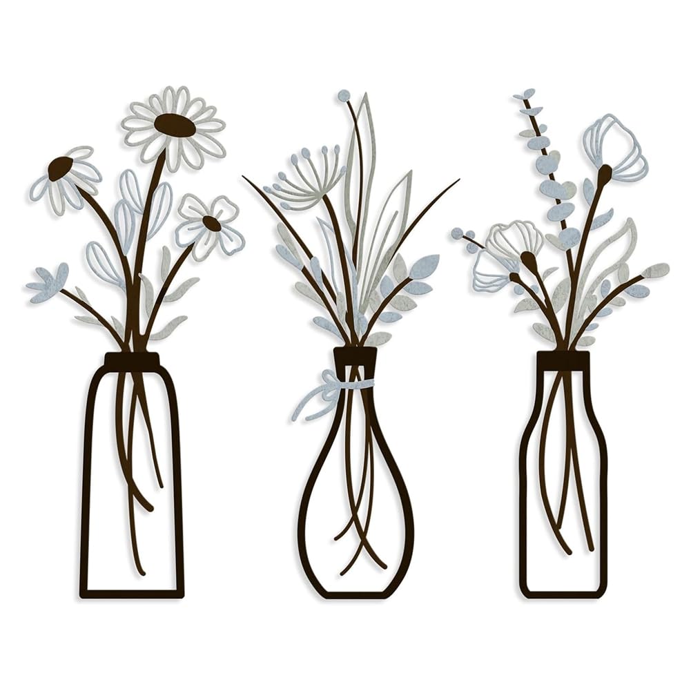 Arte de pared de flores de metal minimalista decoración casa rural