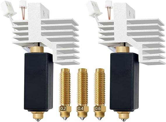 2PK 0.4MM CC2 Hotend for Centauri Carbon 2/CC2 Ceramic Hot End Upgrade Extruder Hotend Print Head Replacement with Extra 0.2MM 0.4MM 0.6MM Brass-Hardened Nozzle for Elegoo CC 2 Accessories
