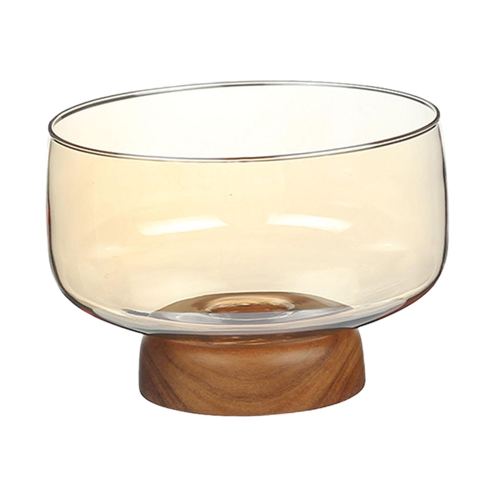 Fenteer Cuenco de Vidrio para Ensalada, frutero de Vidrio, Cuenco Decorativo para postres, para Sala de Estar, Verduras, Aperitivos, Ámbar