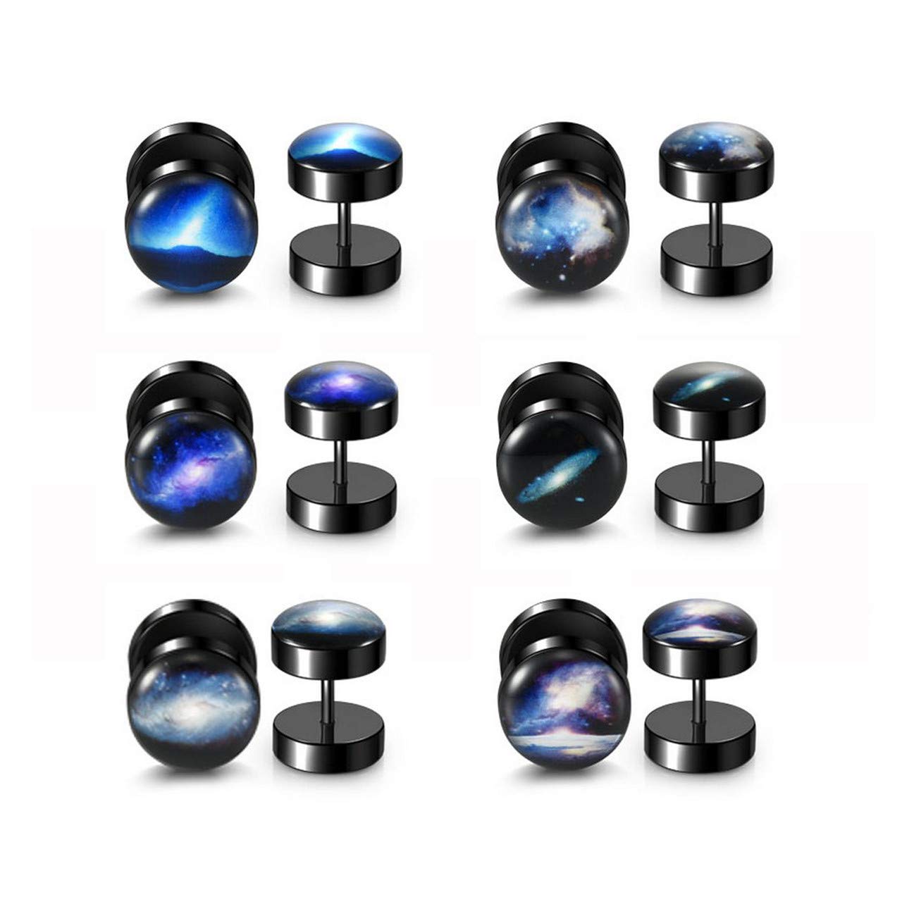 Buy 6 Pairs Fake Gauges Earring 18G Solar System Galaxy Universe