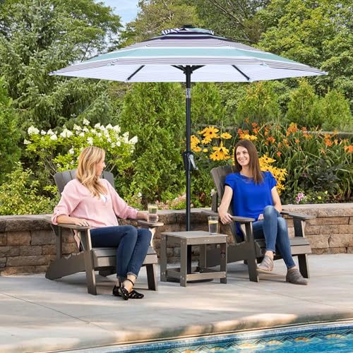 Image of ABCCANOPY 7.5FT Patio Umbrella Outdoor 6 RibsTable Umbrella | Fade & UV Resistant Fabric,6 Fiberglass Ribs,Smooth Crank System,Dark Blue Beige Stripe,Great for Patio,Backyard,Garden,Deck