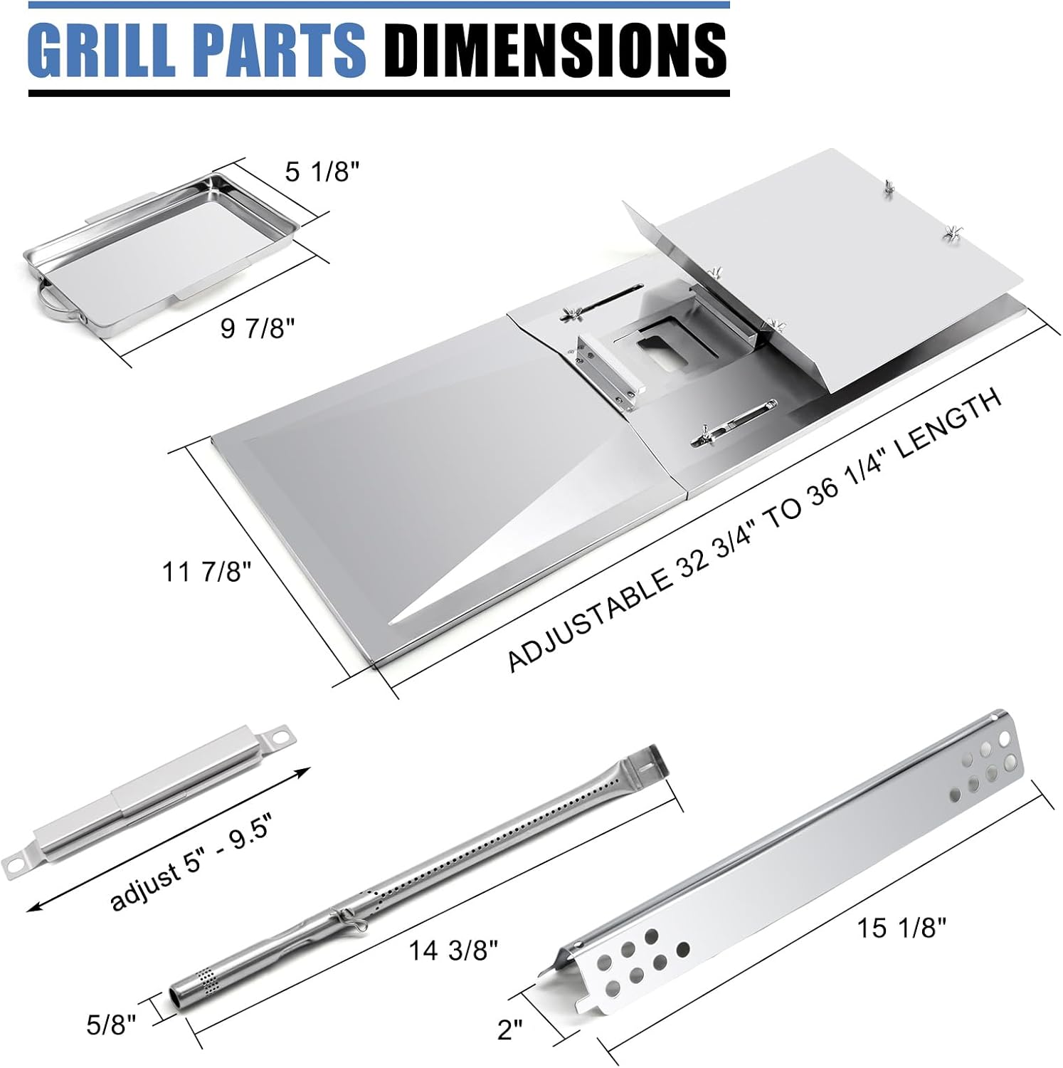Adviace Replacement Parts for Charbroil 463240115 6-Burner Gas Grill, Grease Tray & Burner & Igniter & Heat Shield & Carryover Tubes for Char-Broil 463240115 Advantage Grill