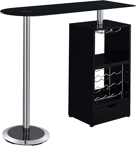 Miniatura 6 de Coaster Furniture - Mesa de bar con almacenamiento de vino, color negro 120451