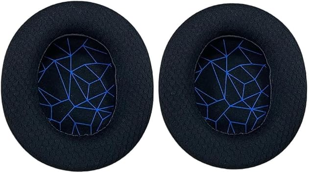 Replacement Earpad for Steelseries Arctis 7/Arctis 5/Arctis 3/Arctis 1/ Arctis Pro Lossless Wireless Gaming Headset, Soft Memory Sponge & Breathable Mesh Fabric Ear Pads CushionBlue line in Black