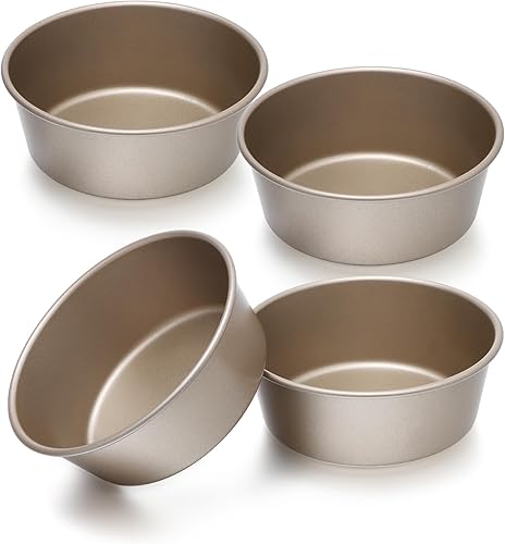 beyonday 4 moldes para pan, hamburguesas, moldes redondos de acero al carbono de 4 pulgadas para tartas de pan, antiadherentes, moldes para hornear