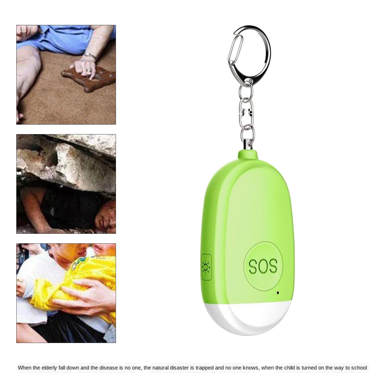 Lot de 5 petits porte-clés d'alarme personnelle avec lampe de poche Scream Loud 130 dB Vert