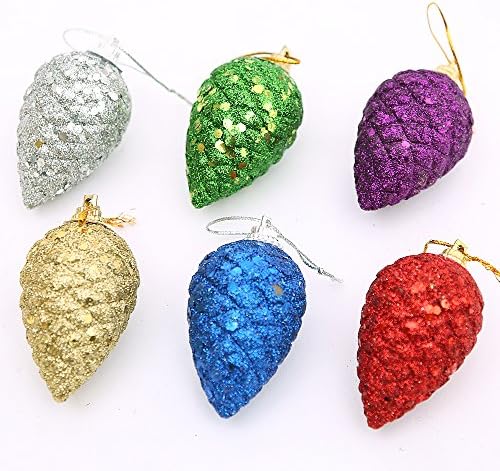 Christmas tree decorated with colorful pine cones