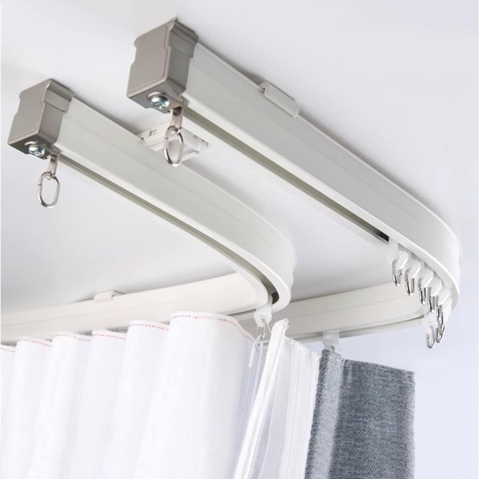Sistema di aste per tende a bovindo flessibile, 8,2 m, binario curvo per una facile installazione, staffe di montaggio a soffitto/parete, perfetto per tendaggi personalizzati e trattamenti per