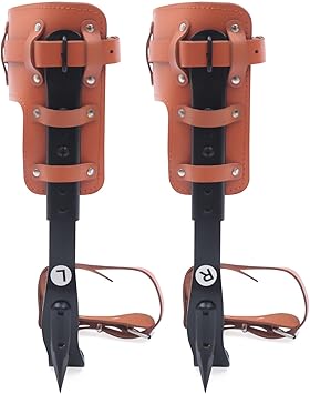 Tree Climbing Spike Set, Pole Climbing Spurs Steel, Adjustable Climber Gaffs Spikes Set Height Adjustable ,Tree Climbing Gear Pole Forging Tree Climbing Tool for Outdoor Jungle Survival Fruit Picking