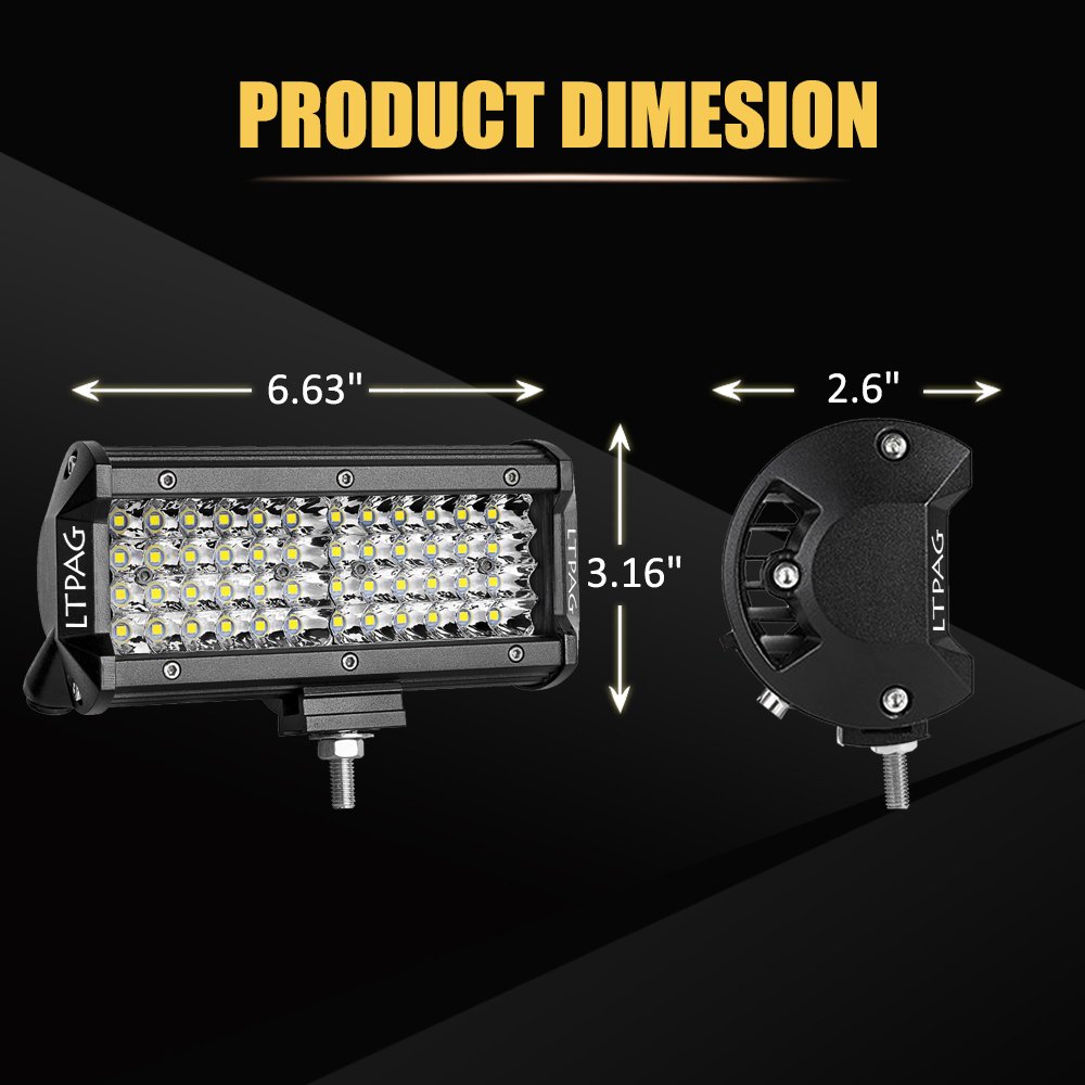 LTPAG dodatkowy LED reflektor 2 x 288 W, 28800 lm, roboczy 12 V, 24 V, LED, cofaniowy, IP68, uniwersalny przeciwmgielny do ciężarówek, przyczep, traktorów, SUV, ATV, offroad