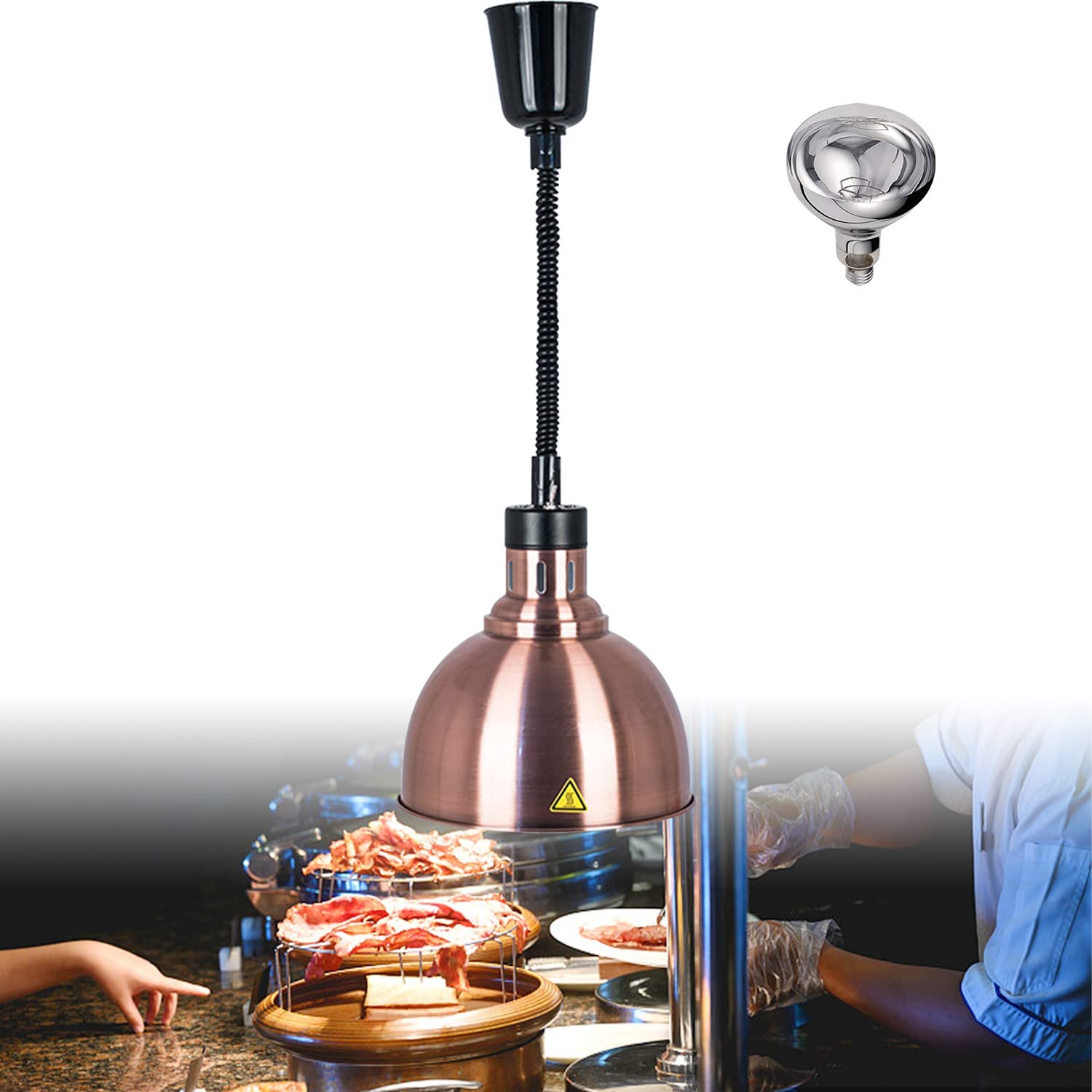 Lampe Chauffante Cuisine Professionnelle Aocay - Inox 60 Cm - Température Réglable 30-85°C - Pour Buffets Hôtels