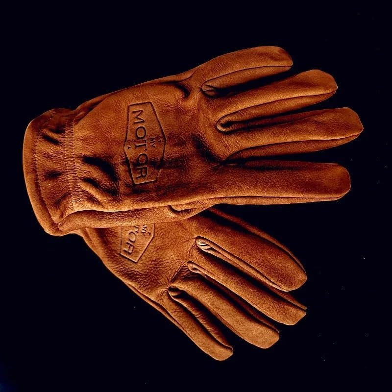 Guanti da moto vintage, strato superiore in pelle bovina satinata, guanti da ciclismo da uomo e donna resistenti all'usura e caldi guanti da campeggio