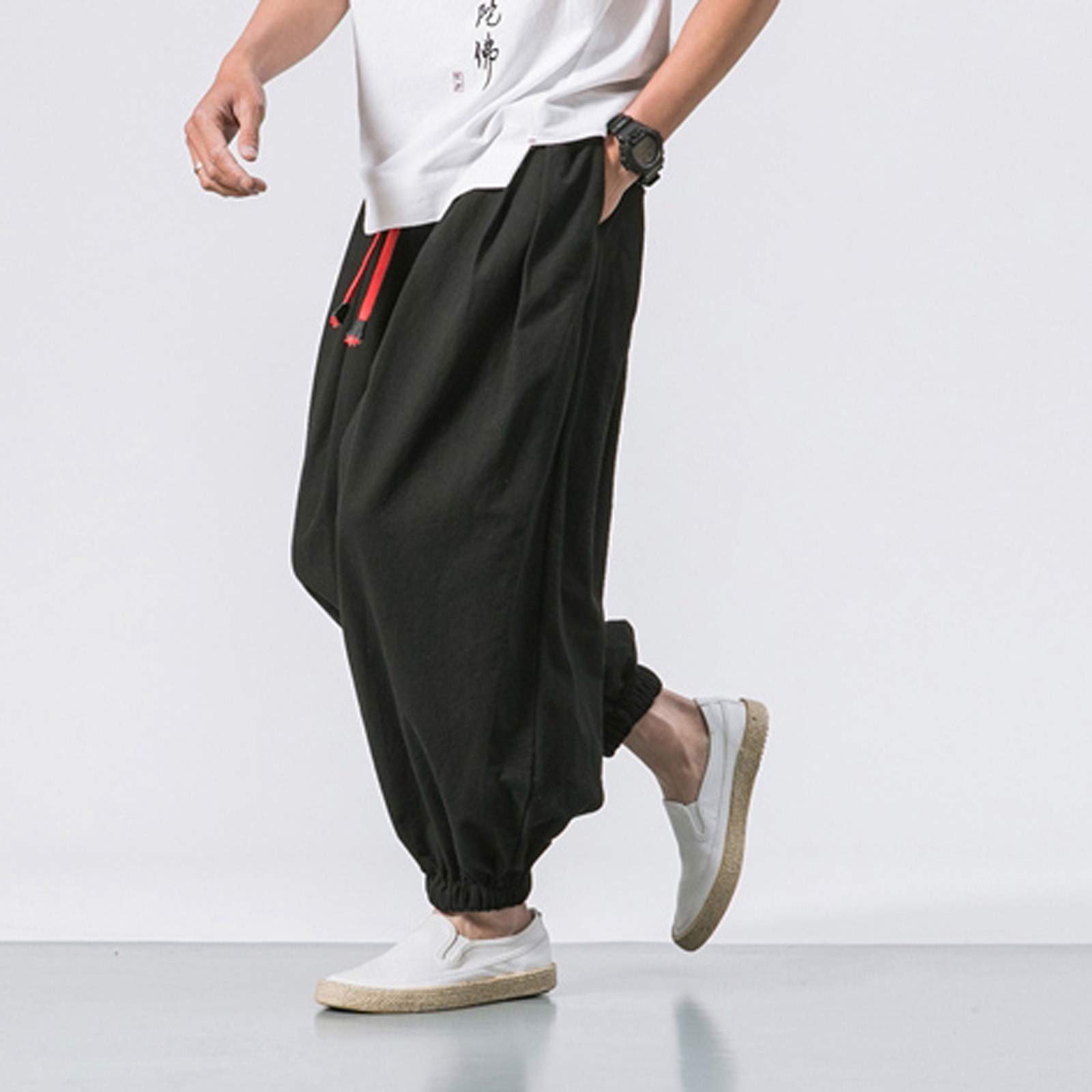 Streetwear Haremshose für Herren, Japanischer Stil, Lässige Hose, Jogger, Chinesische Baggy-Hose, Hippie, Yoga, Ballon-Bloomer, Laufhose