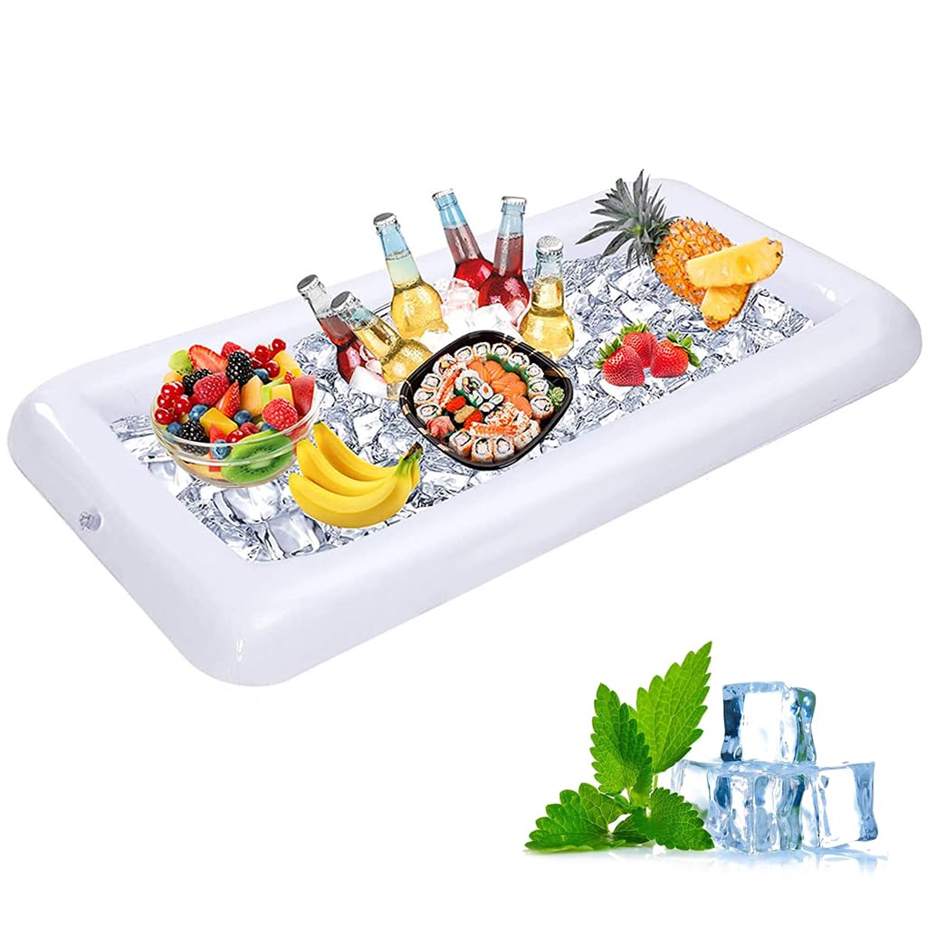 Proberos® Inflatable Ice Pool for Party Liquor Serving Buffet Ice Serving Buffet Bar with Drain Plug BBQ Picnic Pool Party Supplies Buffet Salad Food & Drinks Tray, 53x25.6 inches-image-5