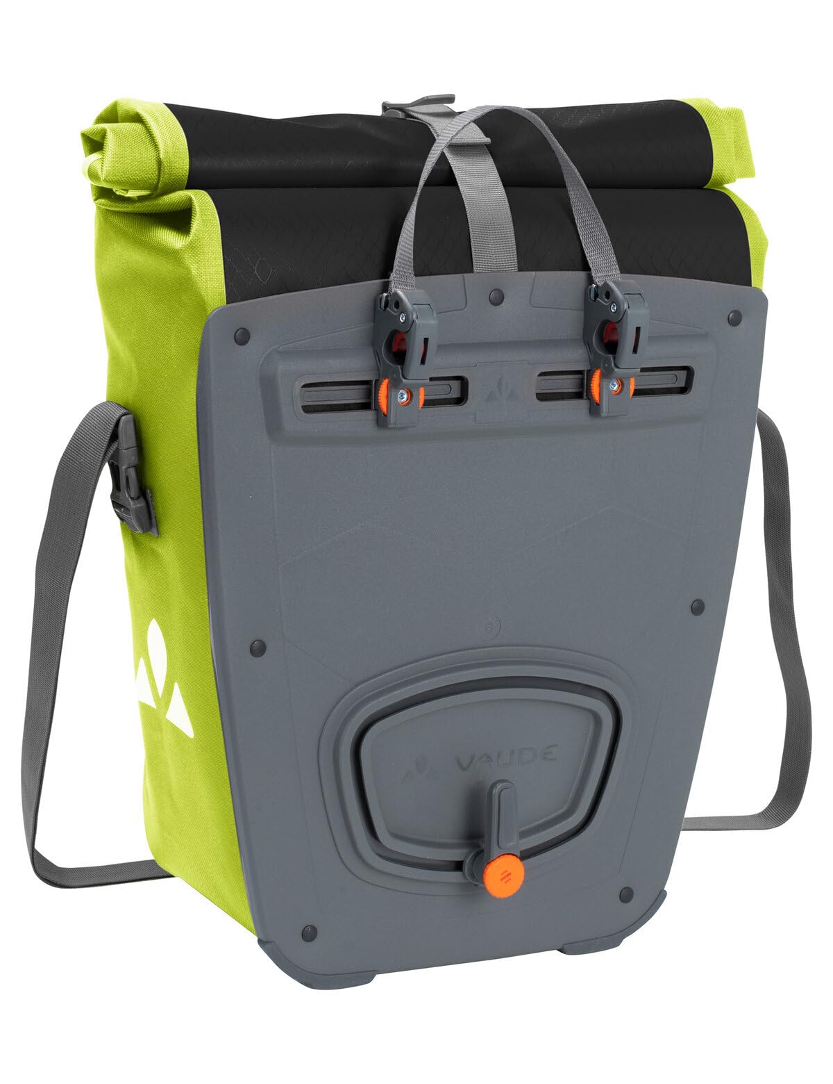 VAUDE Fahrradtasche für Gepäckträger Aqua Back Print Single, 1 x 24 L in Grün, Hinterradtasche wasserdicht, Fahrrad Gepäckträgertasche hinten, einfache Befestigung – Made in Germany
