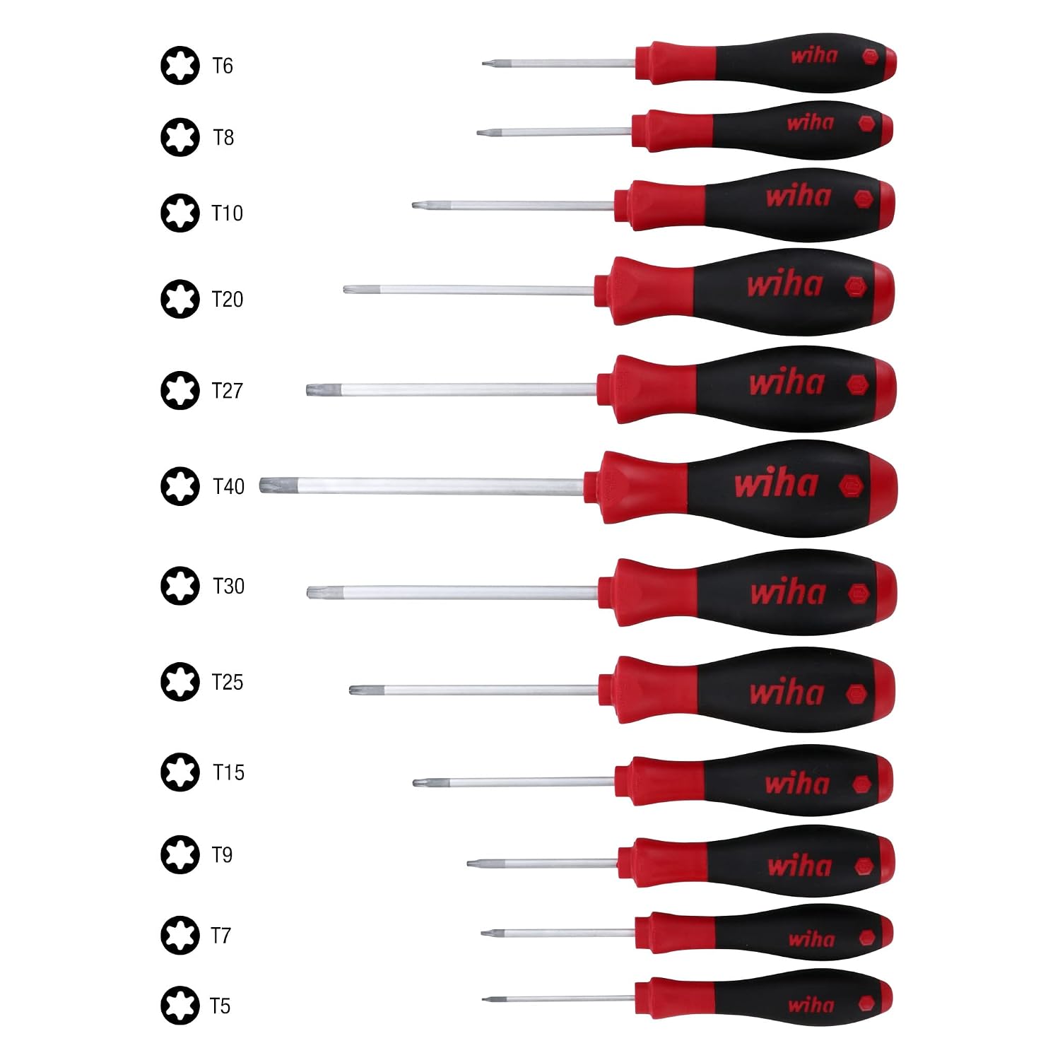 Wiha 36267 12-Piece T5-T40 Torx Driver Set including Soft Finish, Red - Image 5