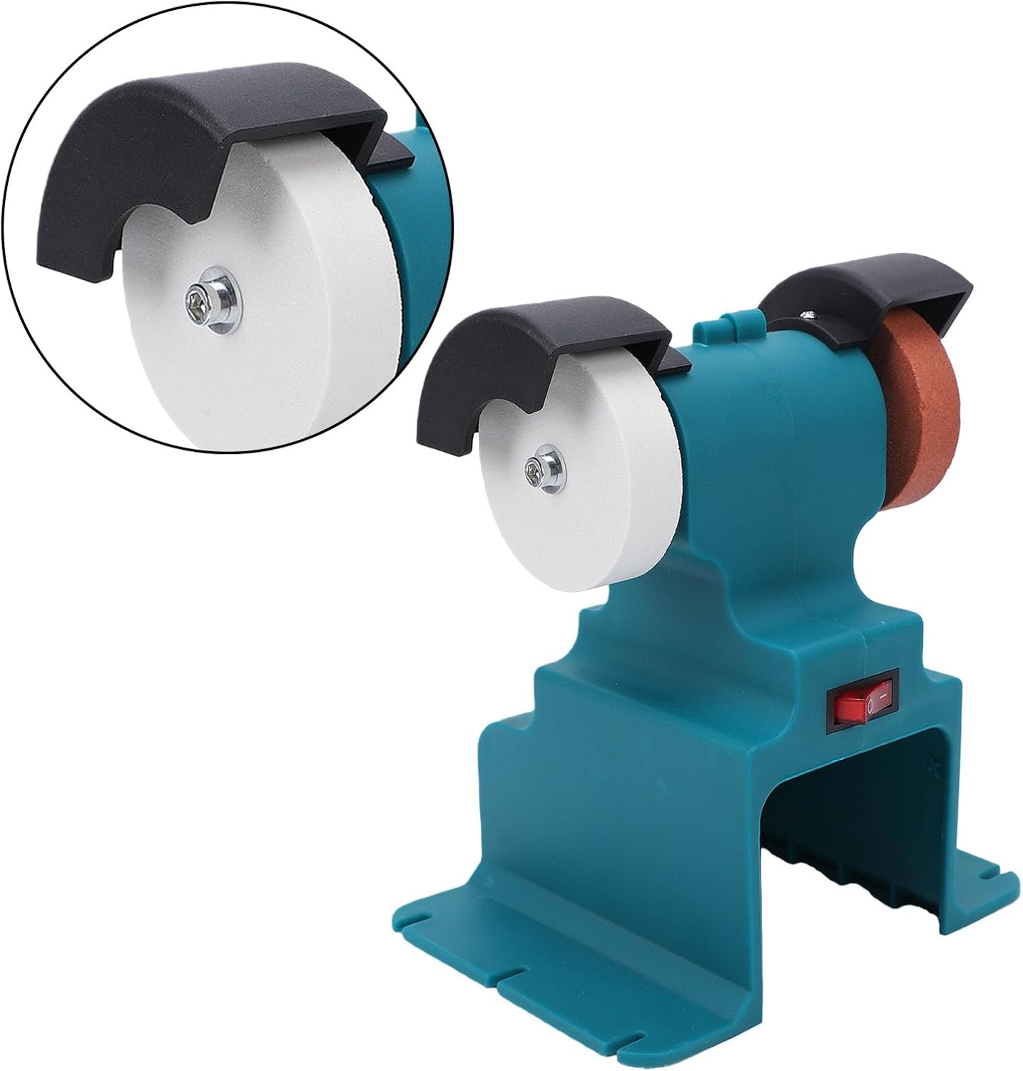 FTVOGUE Mini Bench Grinder, Cordless 200W 7000RPM with 2x4000mAh Batteries and 6 Positioning Holes, for Grinding Polishing Sharpening Metal Tools