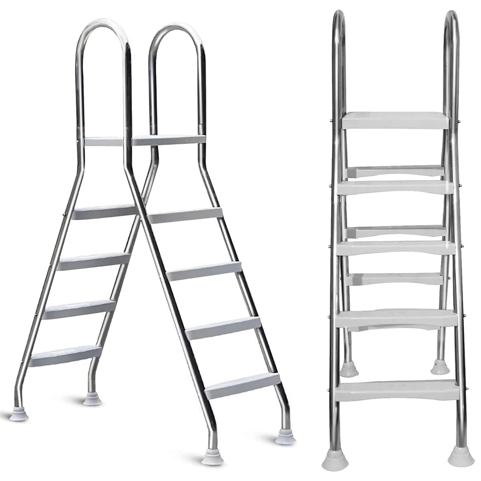 BOTOWI Scala per Piscina da 52 "304 Ingresso Piscina con Struttura in Acciaio Inossidabile Scala a 4 gradini con gradini Antiscivolo sicuri per Piscine Esterne Fuori Terra, carico 500 libbre