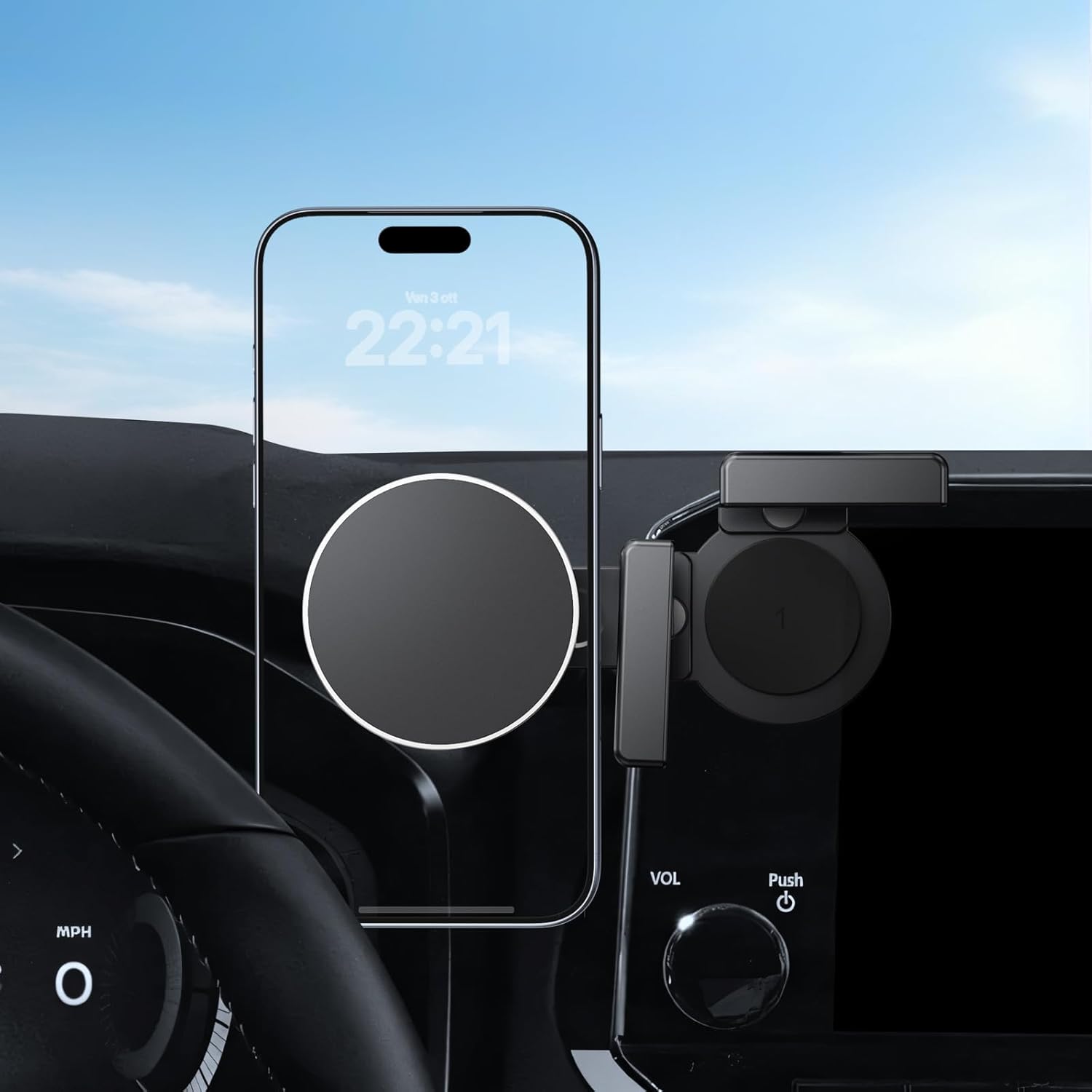 360° Adjustable Magnetic Phone Holder for 2021-2023 Nissan Rogue 9 in, Screen-Friendly for MagSafe Magnetic Car Dash Phone Holder