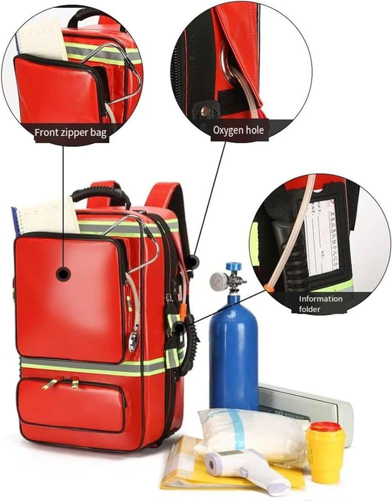 Verde, kit de primeros auxilios, kit médico de rodillo vacío, botiquín de primeros auxilios de gran capacidad con compartimentos, adecuado para enfermeras de atención domiciliaria