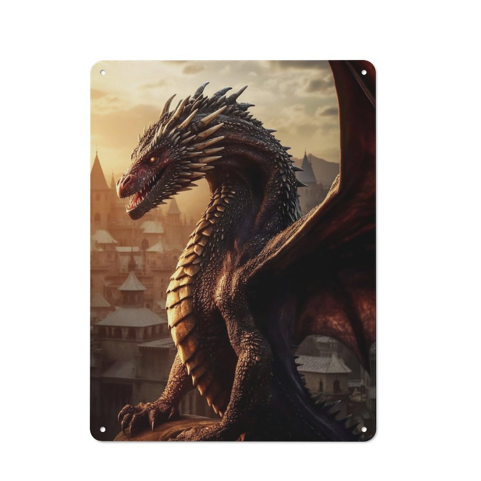 Junmoney Dragon Sentinel Vintage Tin Sign 40X30cm With For Guest Room Or Hallway, For Themed Room Decoration, For Vintage Wall Decor Fans