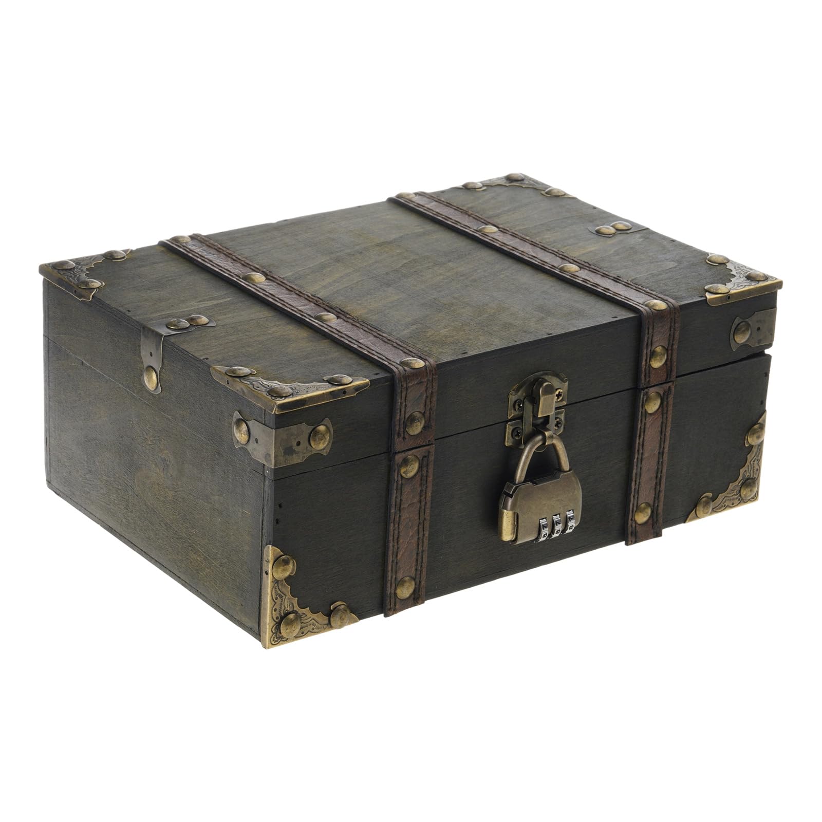 NEWFT Antique Styles Locking Wooden Storage Chest Lockable Jewelry Display Organiser Decorative Trinket Box with Small Wooden Jewelry Storage Box with