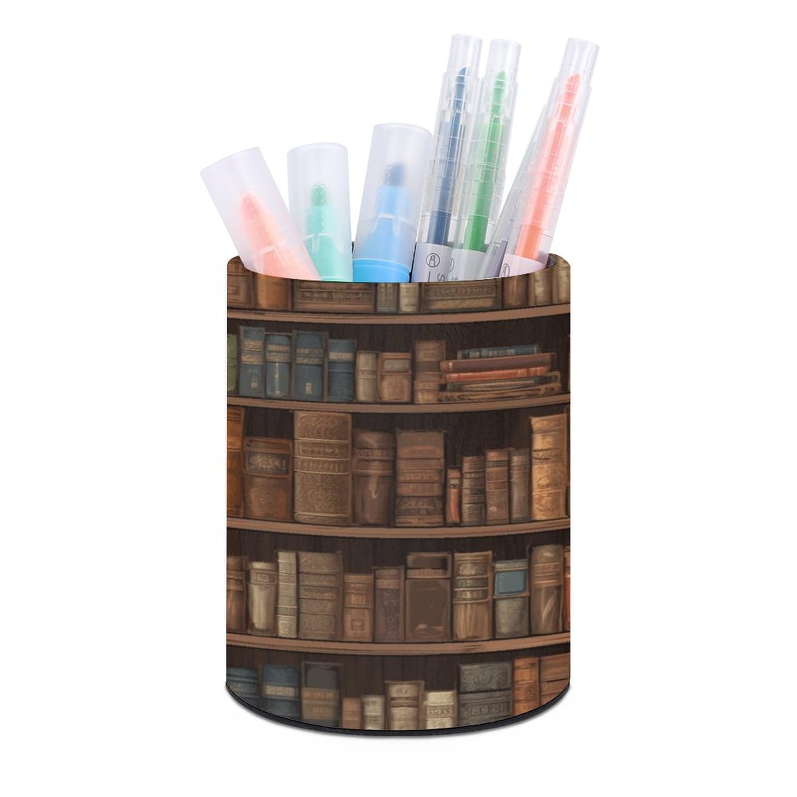 VstaDank Library Bookshelf Book Pen Holder for Desk Makeup Brush Holders Stylish Pen Cup Cute Pencil Cup Round Pencil Holder Decor Brush Scissor Holders for Multifunctional Office Supplies