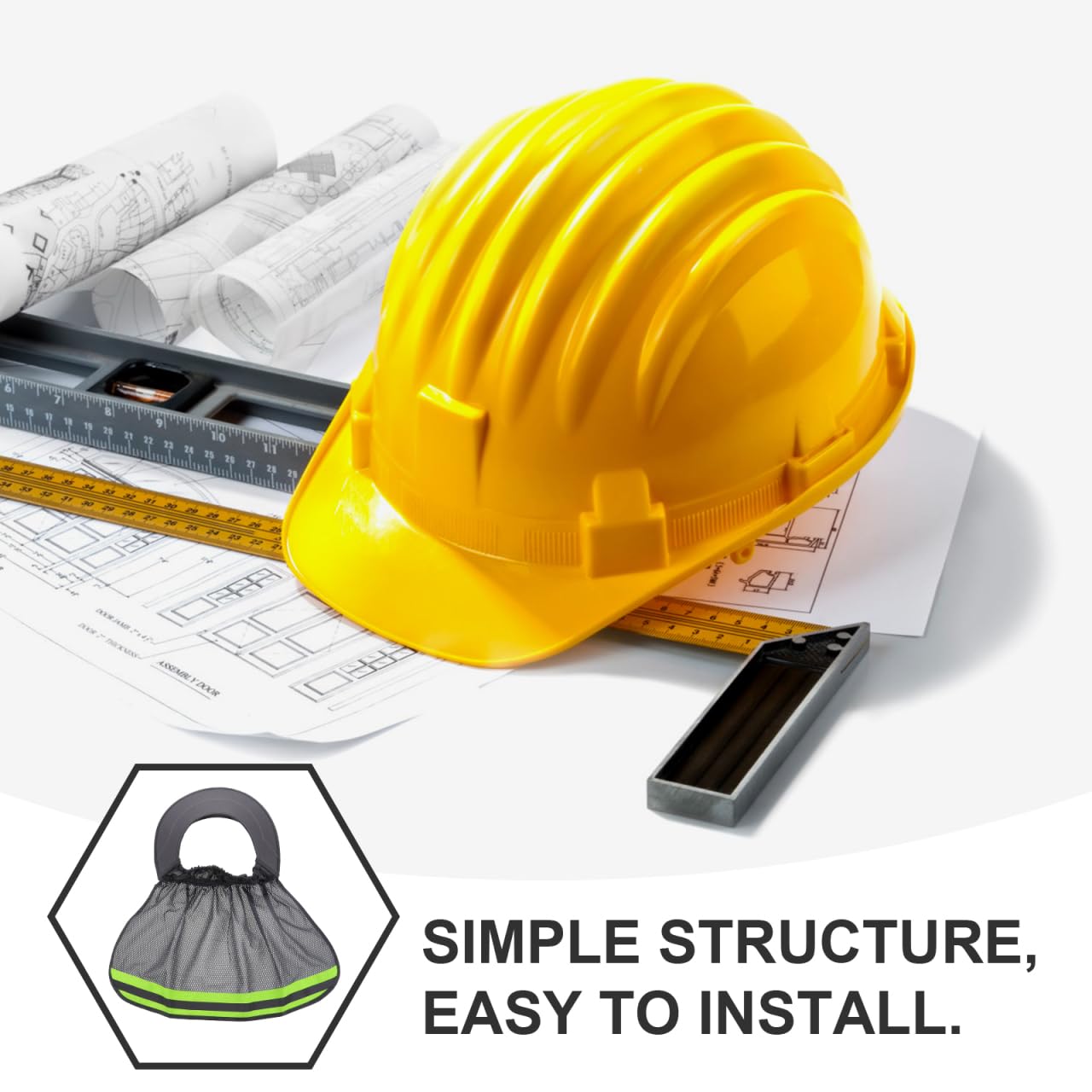 DOITOOL Protector Solar para Casco de Seguridad - ala de Casco Obra con Malla Transpirable y Banda Elástica - Sombrero de Protección Solar para Construcción, Trabajo Exterior y Verano (Gris)