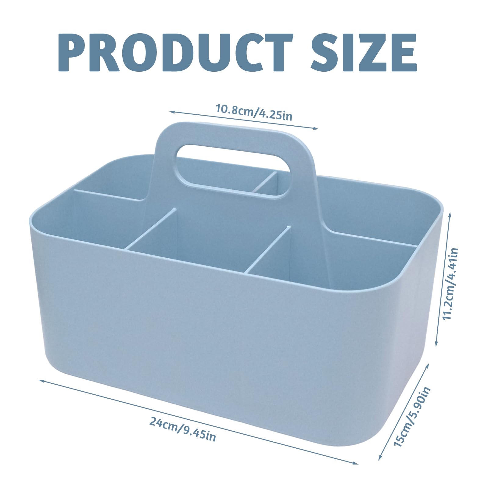 Fizleca Multipurpose Caddy Organizer with Handle, Versatile Stationary Organizer, Stackable Cleaning Caddy for Office, Bathroom & Crafts, Durable Desk Storage for Pens & Supplies, Blue - Image 2