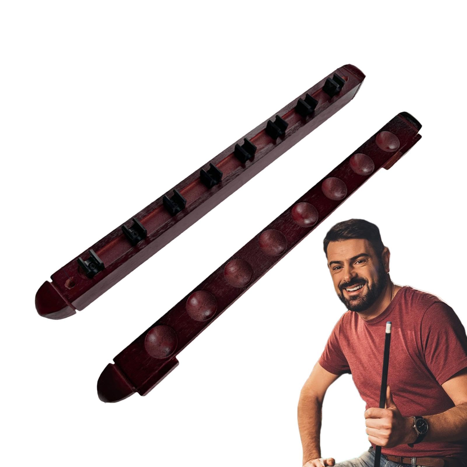 Support mural pour bâtons de billard, support en bois pour 8 queues et accessoires