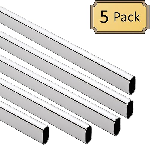 Miniatura 2 de Barra ovalada de armario de 60 pulgadas (0.591in x 1.181in)  Paquete de 5  Cromo