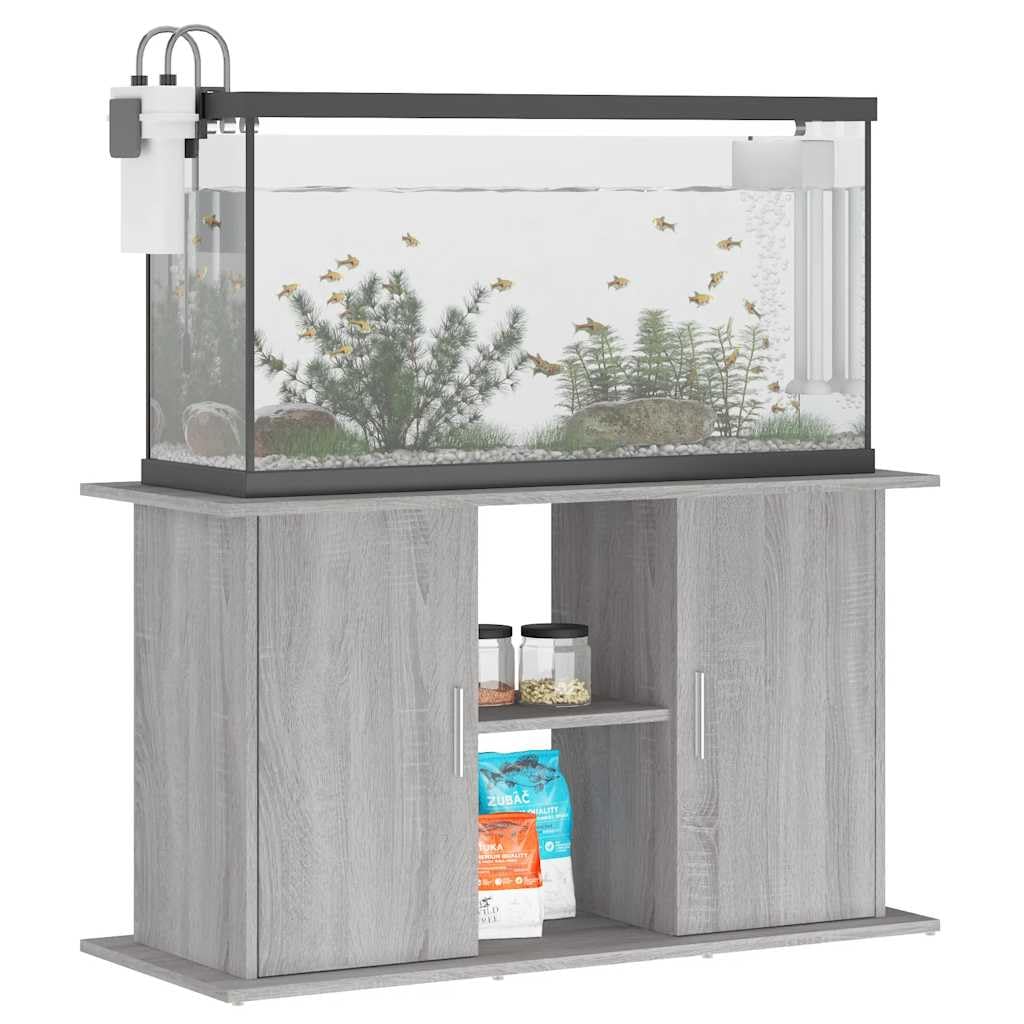 Mangloder - Soporte para acuario Sonoma gris de madera, 101 x 41 x 58 cm, armario inferior para acuario, con espacio de almacenamiento para alimento de peces, filtros y accesorios, para salón, oficina