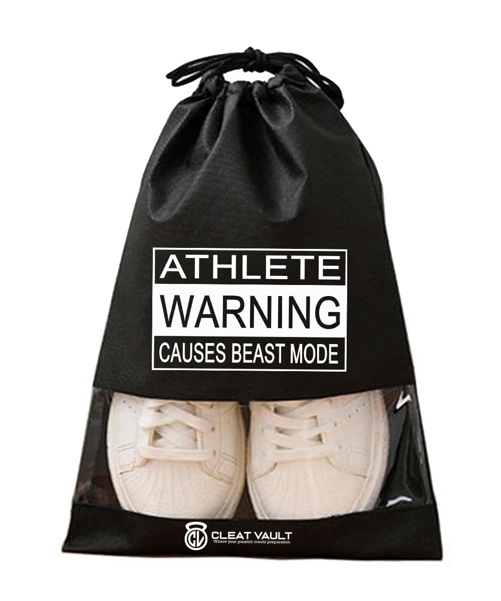 Generic Cleat Vault | High-Performance Sports Travel Shoe Storage Bag w/Motivation (Beast Mode, Black, Large (US Shoe Size 7+)), CV-FC100